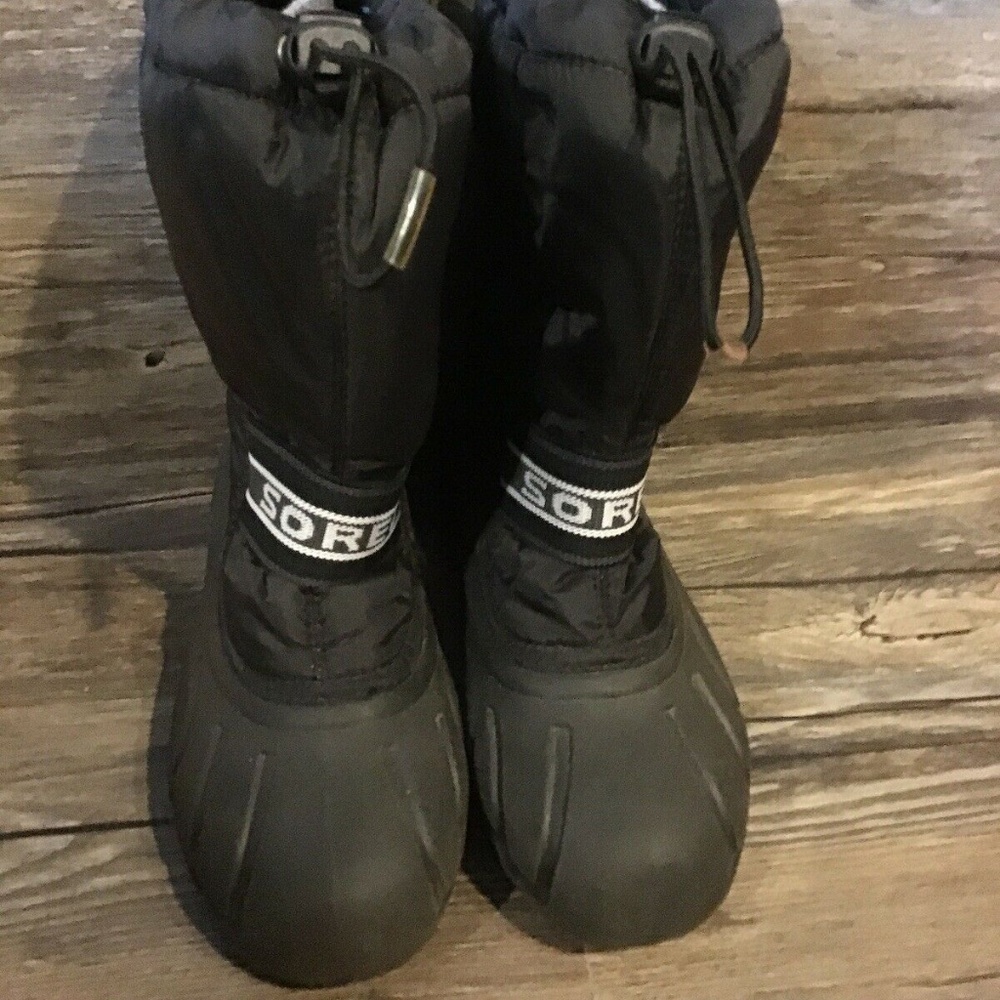 SOREL Black Snow Boots Fleece Lined/Waterproof Kid - Picture 2 of 7
